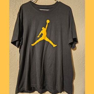 Grey T-Shirt with Yellow Jumpman Logo